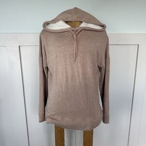 VICTORIA SECRET Modal Hoodie MEDIUM Tan cream Stretchy Lounge Sweatshirt Comfy